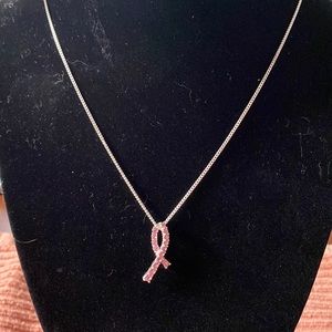 Breast cancer pendant on chain